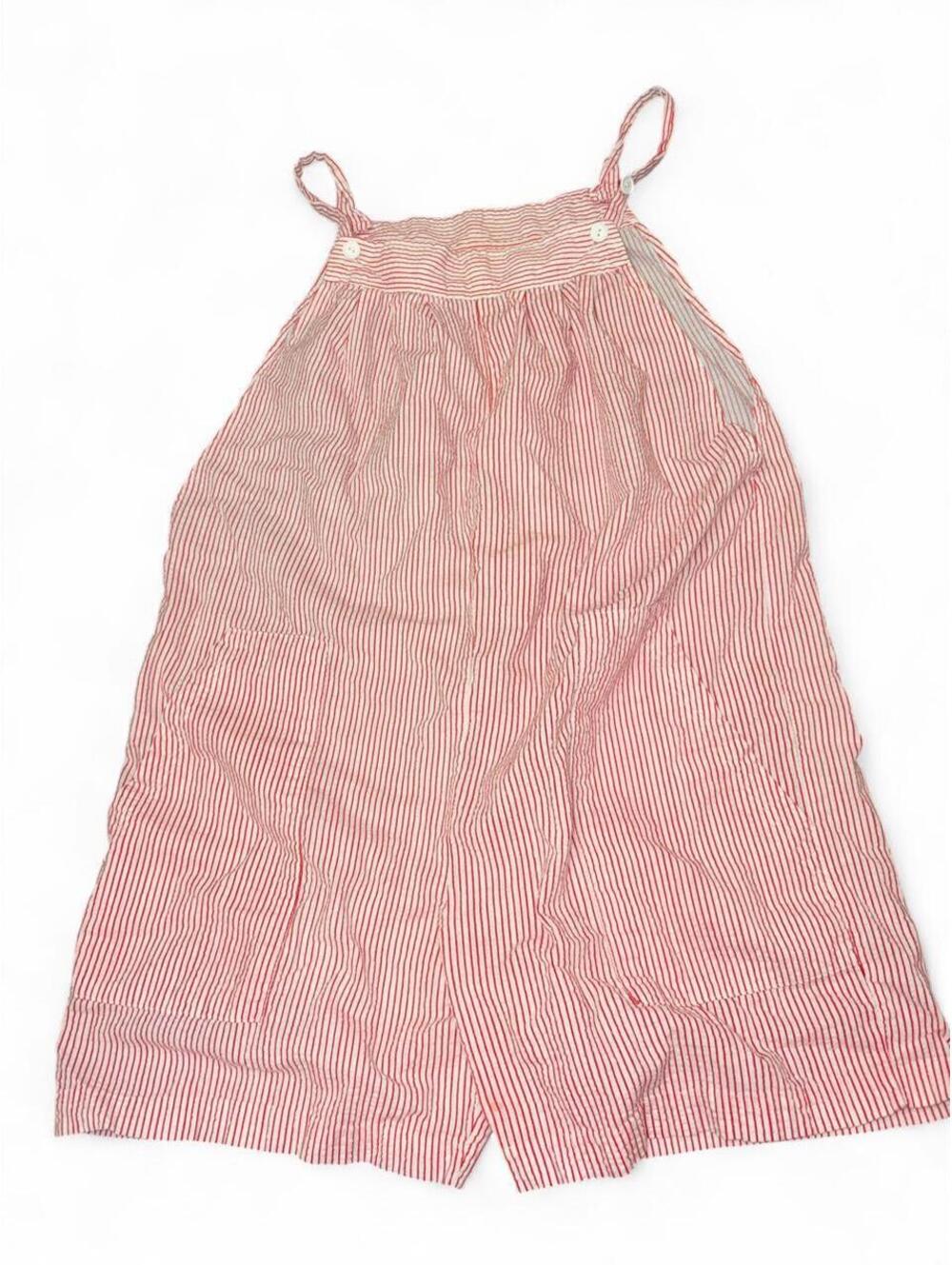 Vintage 80s/90s Avon Fashions Red & White Striped Cotton Romper Overalls